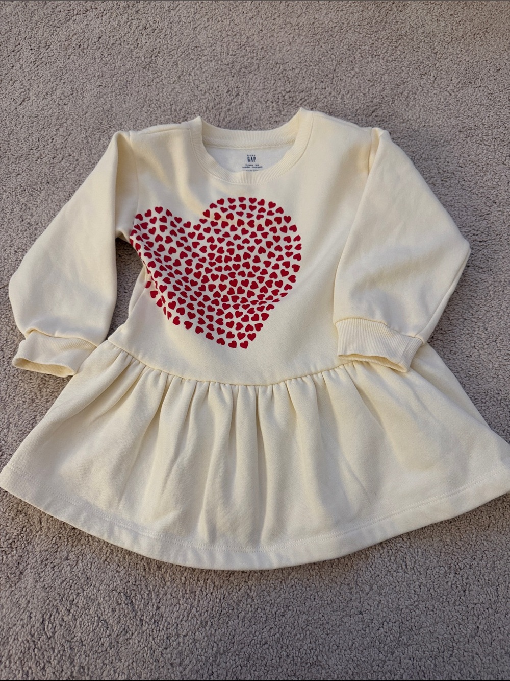 GAP Cream Dress with Red Heart Print